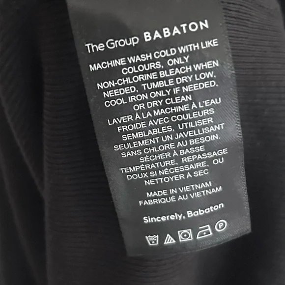 BABATON Black Ribbed Racerback Mini Dress Capsule Basic Travel Layering Size M - Picture 9 of 9